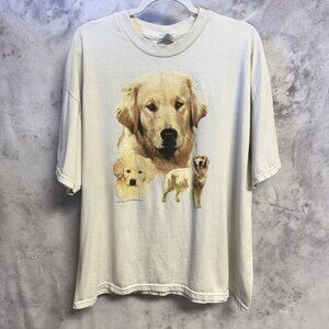 Vintage Golden Retriever Dog T Shirt Mens 2XL 25x27 White Short Sleeve
